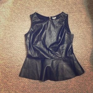 Faux leather peplum top