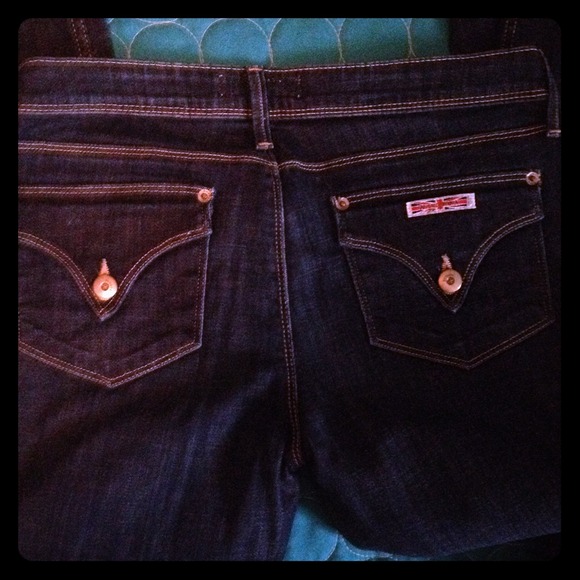 Hudson denim: straight leg, not hemmed, worn light