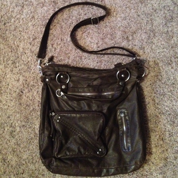Dark brown long strap purse