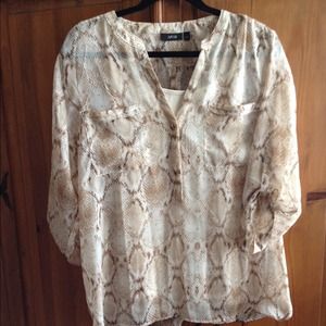 Snake print sheer top w/cream colored camisole ; )