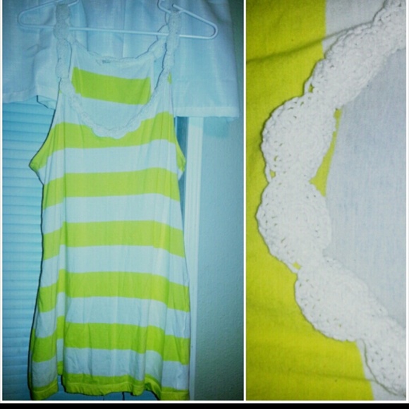 SOLDD!! Crochet Collar Yellow Stripe Tank