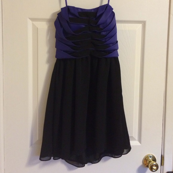 BCBGENERATION purple and black strapless dress