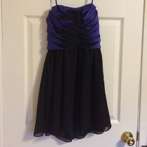BCBGENERATION purple and black strapless dress