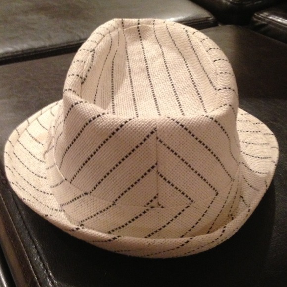 White Pinstripe Fedora Hat - Picture 2 of 4
