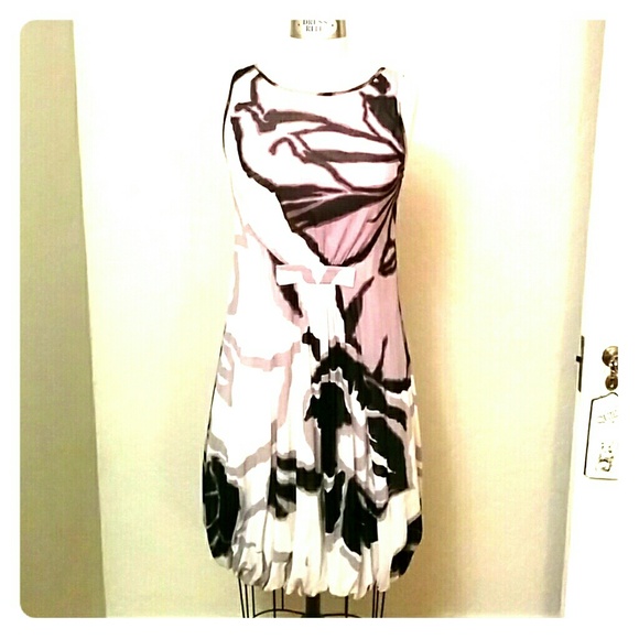 Black and white print stretch mesh dress