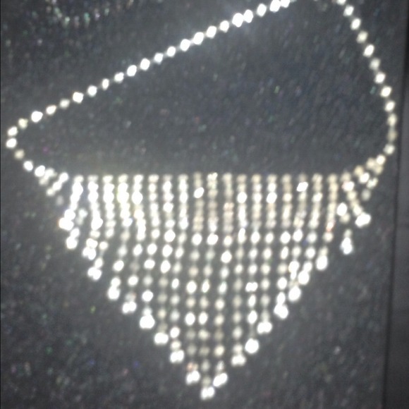 Black Metal and Crystal Chandelier Necklace.