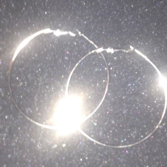 Silver 2 Inch Hoop Earrings - Picture 2 of 2