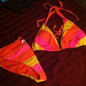 💛NEON STRIPED BIKINI💛 brand new never worn