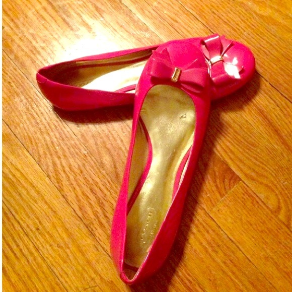 Pink Bow Coach Flats