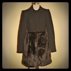 tibi Faux Fur Black Coat