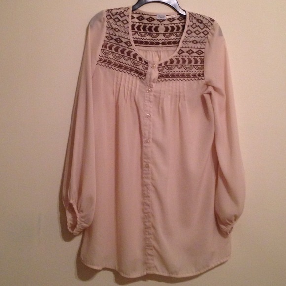 Cream and brown tunic