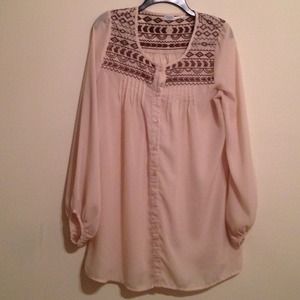 Cream and brown tunic