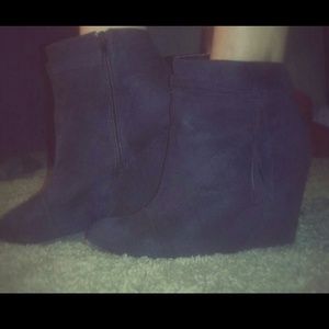 suede bootie wedges