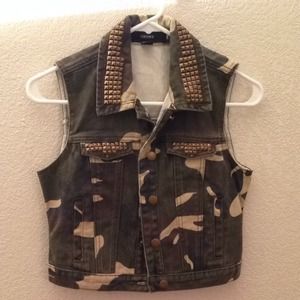 SOLD Forever 21 camouflage studded vest