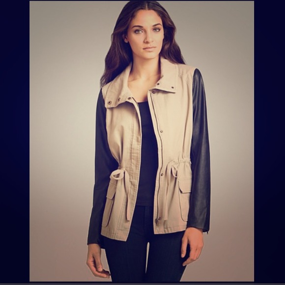 Olive & Oak Anorak- Brushed Twill and Faux Leather