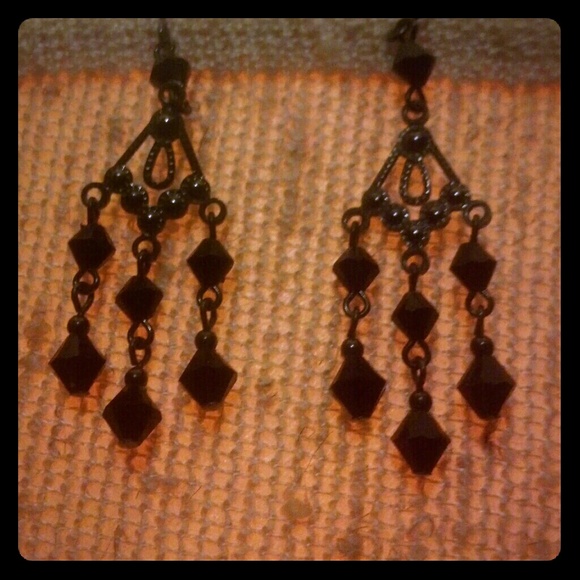 Black & Silver Chandelier Earrings