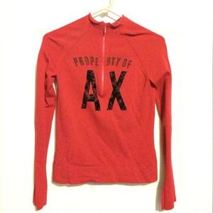 Armani Exchange Red Zip Up Light Sweater
