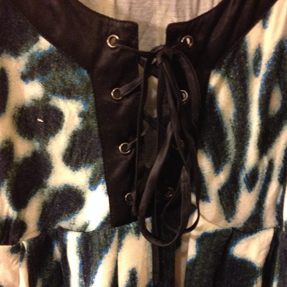 Flirty Lace Up Animal Print Dress - Picture 2 of 2