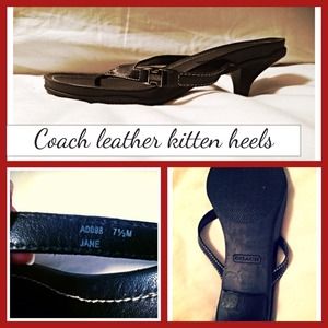 *Coach Black Leather Kitten Heel Sandals!*