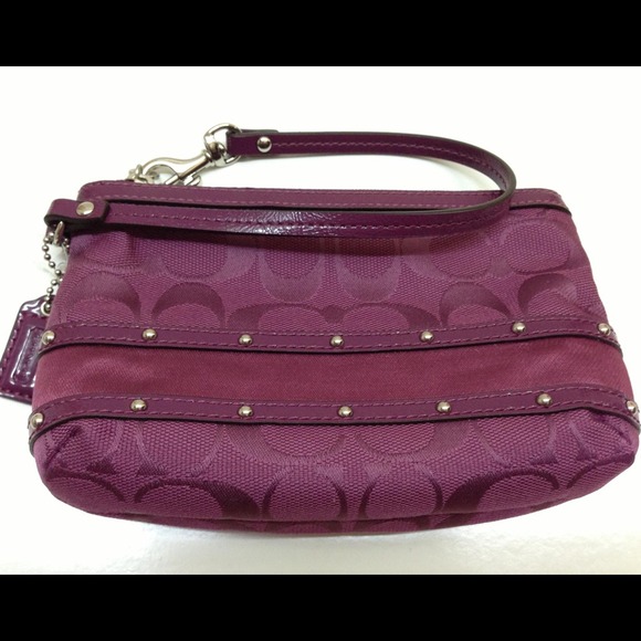 Coach Studded Sateen Stripe Medium Wristlet - Picture 2 of 4