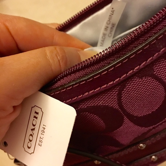 Coach Studded Sateen Stripe Medium Wristlet - Picture 4 of 4