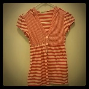 Orange and White Stripe Shirt with Hoodie