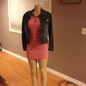 Hot pink and gray short dress