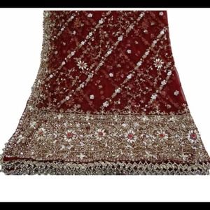 Sequin Red Embroidered Dupatta / Scarf
