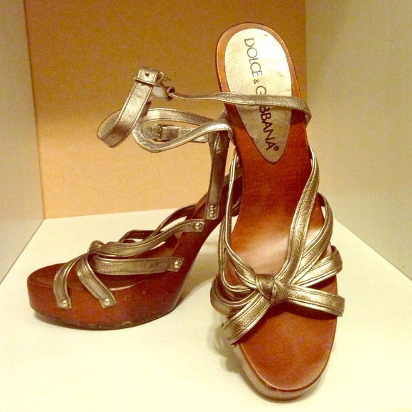 Dolce & Gabbana Metallic Ankle Strap Heels 8