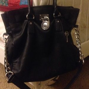 Michael kors black hamilton satchel large