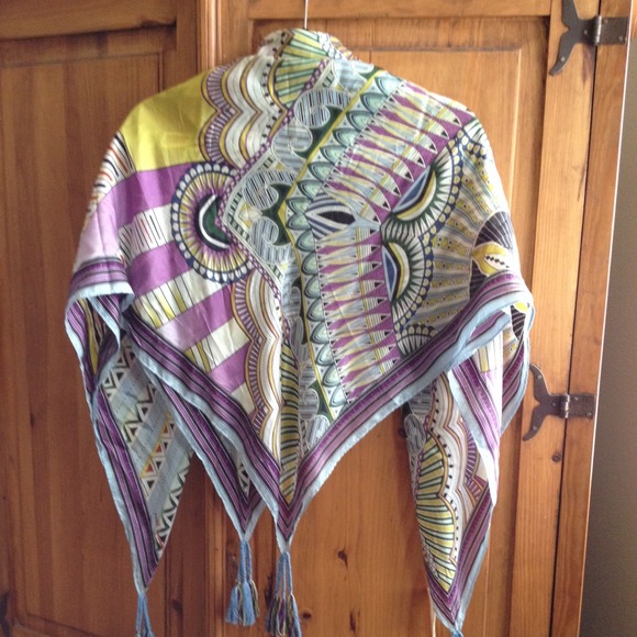 100% silk multi colored print scarf ; )