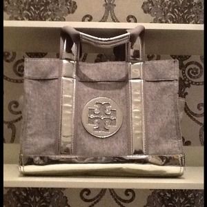 Tory Burch Gray and Silver Tote