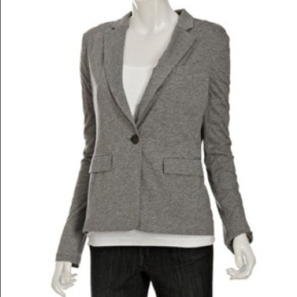BCBG MaxAzria Heather Grey Jersey 1 Button Blazer