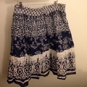 Blue and white floral skirt