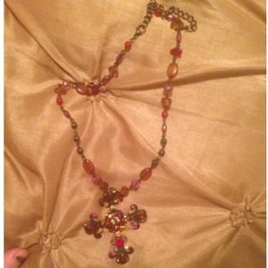 Bronze And red cross necklace