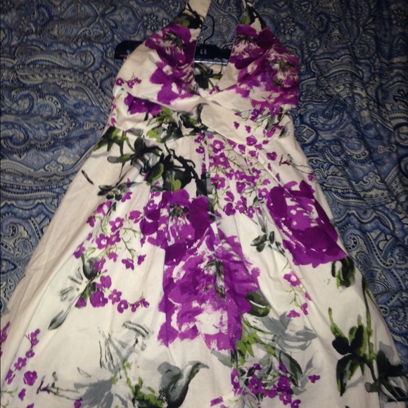 Purple flower print dress
