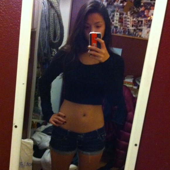 Long sleeve crop top shirt from Express size small