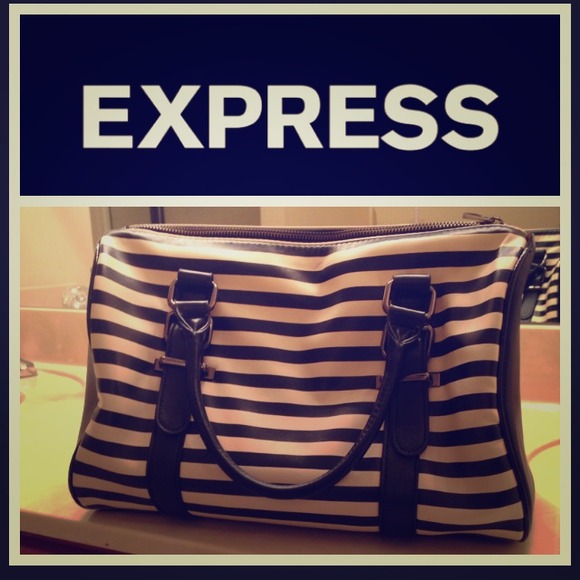 Express striped satchel handbag