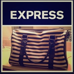 Express striped satchel handbag