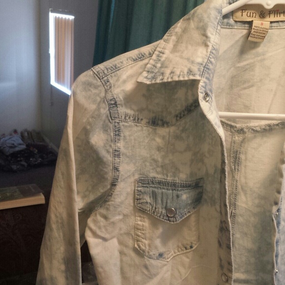 Acid Wash Button Down Long Sleeve - Picture 2 of 2