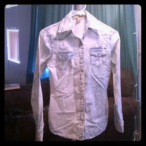 Acid Wash Button Down Long Sleeve