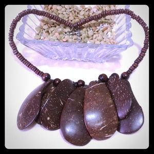 Coconut Shell and Wood Beads Necklace!