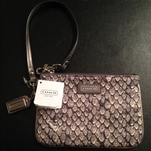 Coach Clutches & Wallets - Coach Grey Snakeskin Wristlet