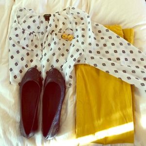 JCrew city fit yellow pants