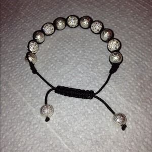 Handmade Silver & Black Shambala Bracelet
