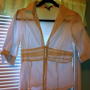 White collared shirt with corset detail