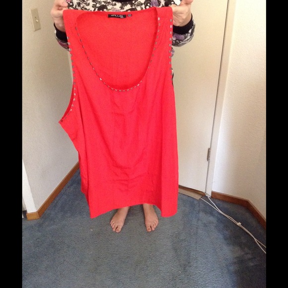 SOLD Dark coral tank top with embellishment