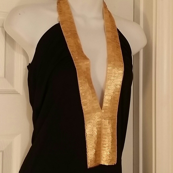 Pants - Gold / black halter Jumpsuit