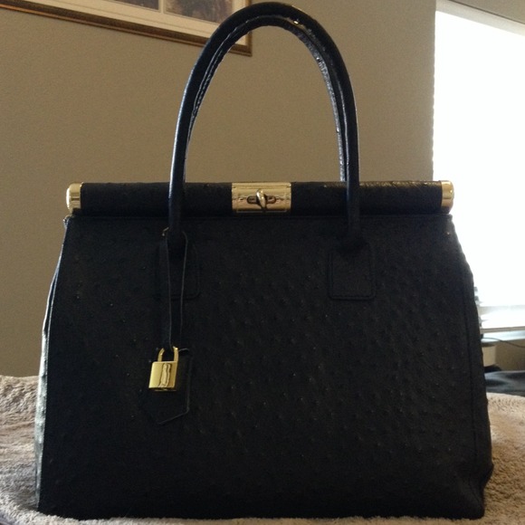Black leather Italian Handbag
