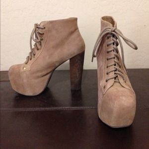 Jeffrey Campbell beige suede lita ankle boots